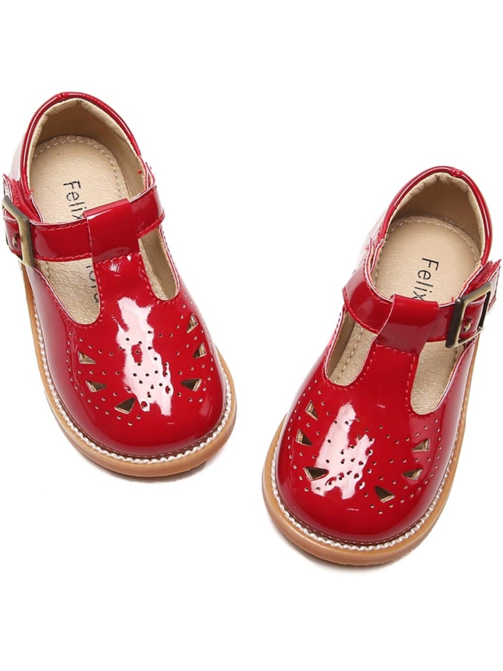 Felix Kids Red Patent T-Strap Dress Shoes